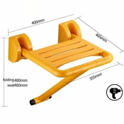 Wandmontierter Klapphocker aus Edelstahl