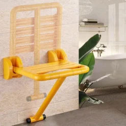 Wandmontierter Klapphocker aus Edelstahl