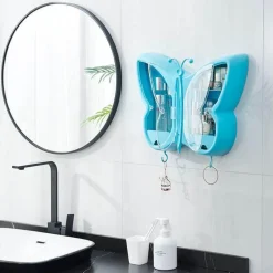 Wandmontierter Schmetterlings-Make-up-Organizer – Aufbewahrungslösung für das Badezimmer
