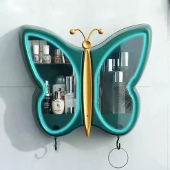 Wandmontierter Schmetterlings-Make-up-Organizer – Aufbewahrungslösung für das Badezimmer