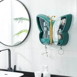 Wandmontierter Schmetterlings-Make-up-Organizer – Aufbewahrungslösung für das Badezimmer