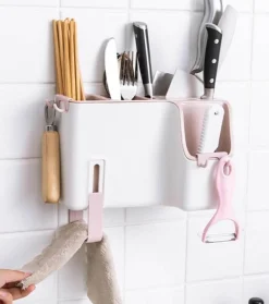Wandmontiertes Abtropfgestell für Küchenbesteck