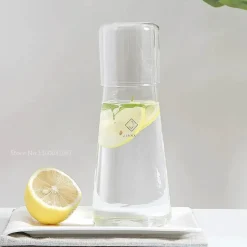 Wasserkaraffe-Set aus klarem Glas mit Tasse – Trinkgeschirr fürs Bett