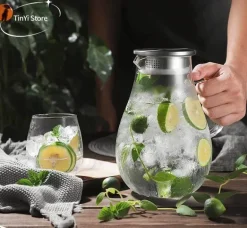 Wasserkrug aus Glas – 2500 ml Getränkekaraffe mit Deckel