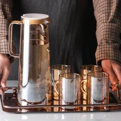 Wasserkrug und Tassenset aus Glas – Elegantes Trinkgeschirr