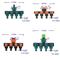 4-Wege-Wasserverteiler für den Gartenhahn – Schlauchverbinder-Bewässerungssystem
