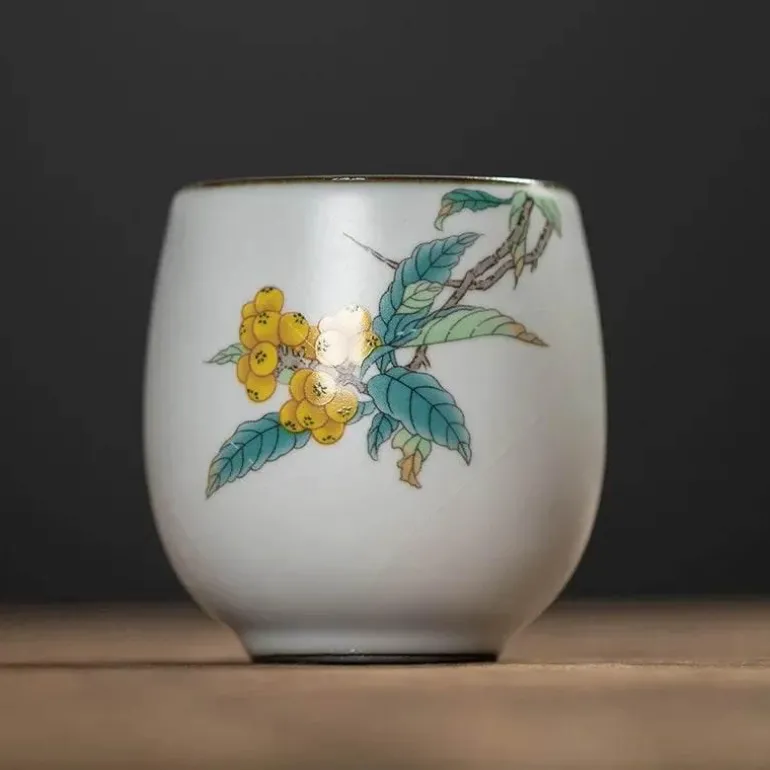 Weiße Kung-Fu-Teetasse aus Porzellan – Keramik-Trinkgeschirr mit Henkel