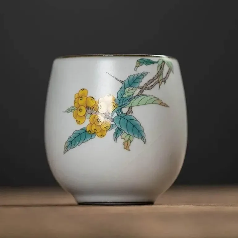 Weiße Kung-Fu-Teetasse aus Porzellan – Keramik-Trinkgeschirr mit Henkel