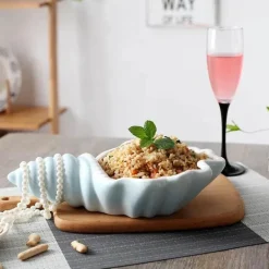 Weißes Conch-Teller-Set – elegantes Porzellangeschirr für Snacks und Desserts
