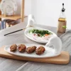 Weißes Keramikteller-Set mit Ente – dekoratives Geschirr