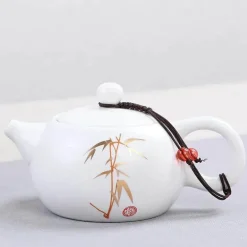 Weißes, mattes Teekannen-Set aus Keramik – Teegeschirr-Wasserkocher für Tee und Kaffee