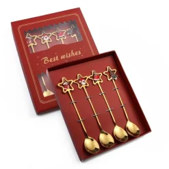 Weihnachtsgeschirr-Set – 4-teiliges Geschirrset mit „Beste Wünsche“-Design