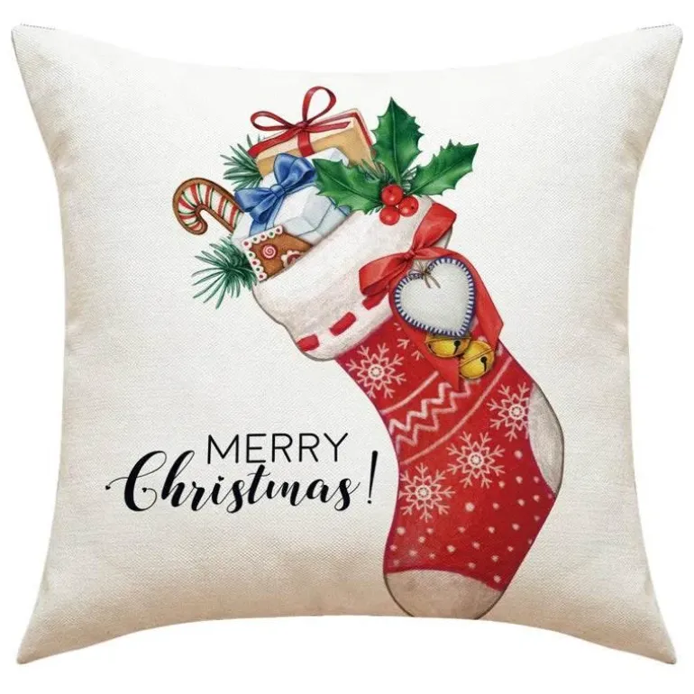 Weihnachtskissenbezug - Weihnachtsmann und Schneemann - Weihnachtsdekor