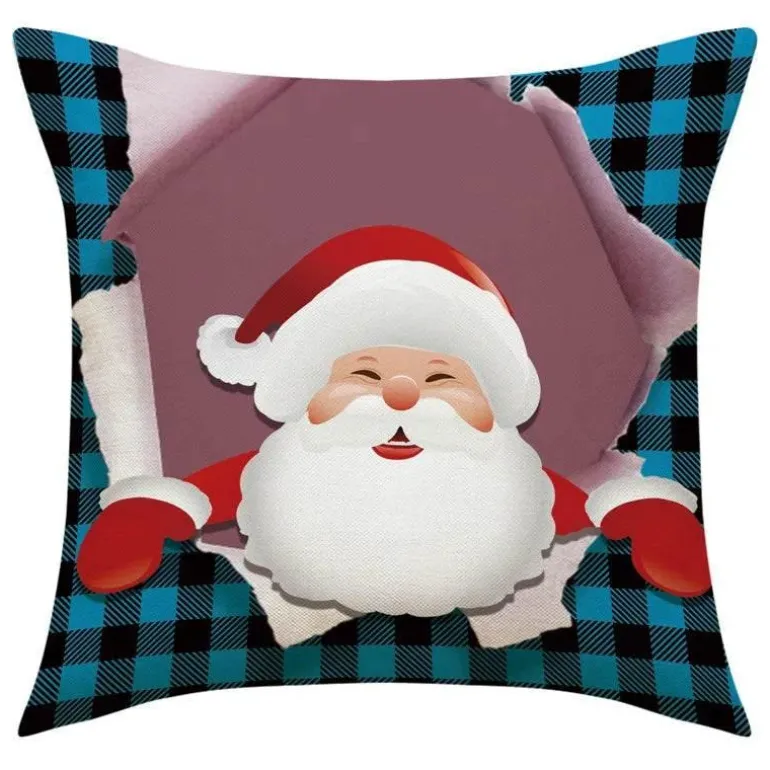 Weihnachtskissenbezug - Weihnachtsmann und Schneemann - Weihnachtsdekor