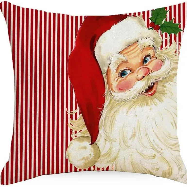 Weihnachtskissenbezug - Weihnachtsmann und Schneemann - Weihnachtsdekor
