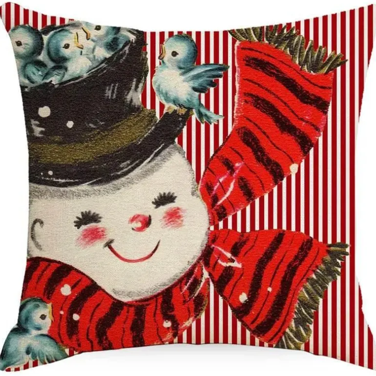 Weihnachtskissenbezug - Weihnachtsmann und Schneemann - Weihnachtsdekor