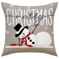 Weihnachtskissenbezug - Weihnachtsmann und Schneemann - Weihnachtsdekor