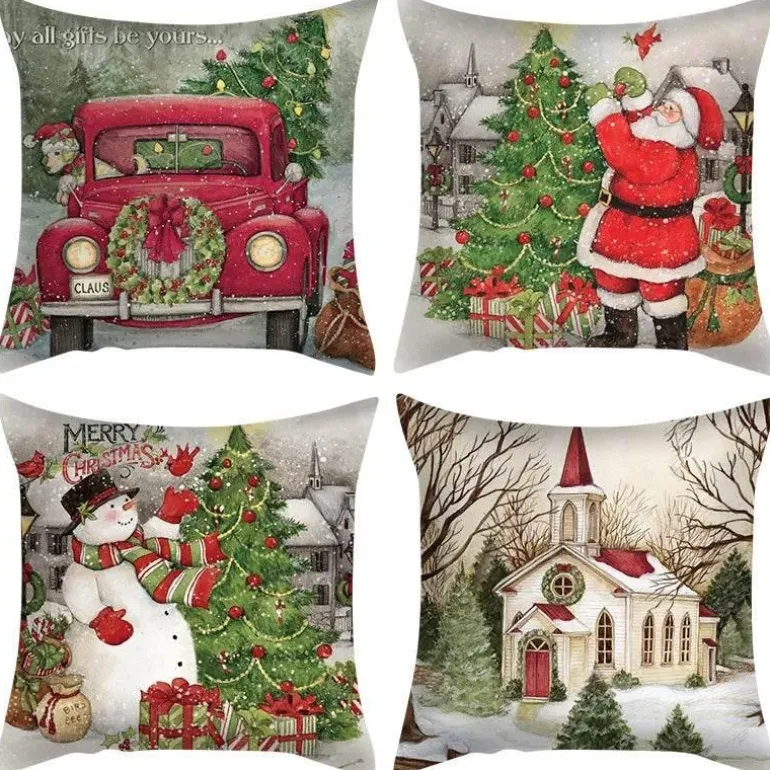 Weihnachtskissenbezug-Set – Festliche Sofadekoration