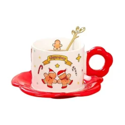 Weihnachtsmann-Teeservice aus Keramik mit festlichem Kaffeetassenlöffel