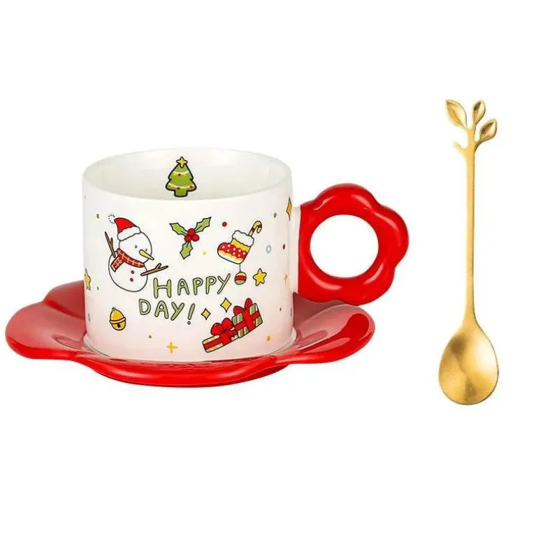 Weihnachtsmann-Teeservice aus Keramik mit festlichem Kaffeetassenlöffel