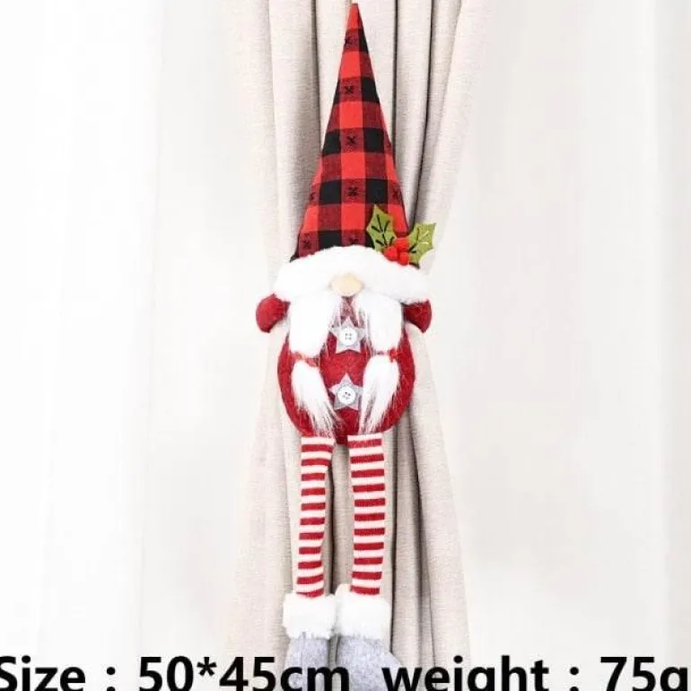 Weihnachtsvorhanghalter - Weihnachtsmann-Elch-Fensterdeko