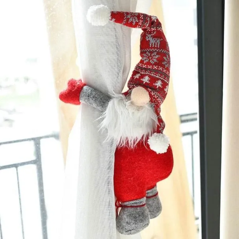 Weihnachtsvorhanghalter - Weihnachtsmann-Elch-Fensterdeko