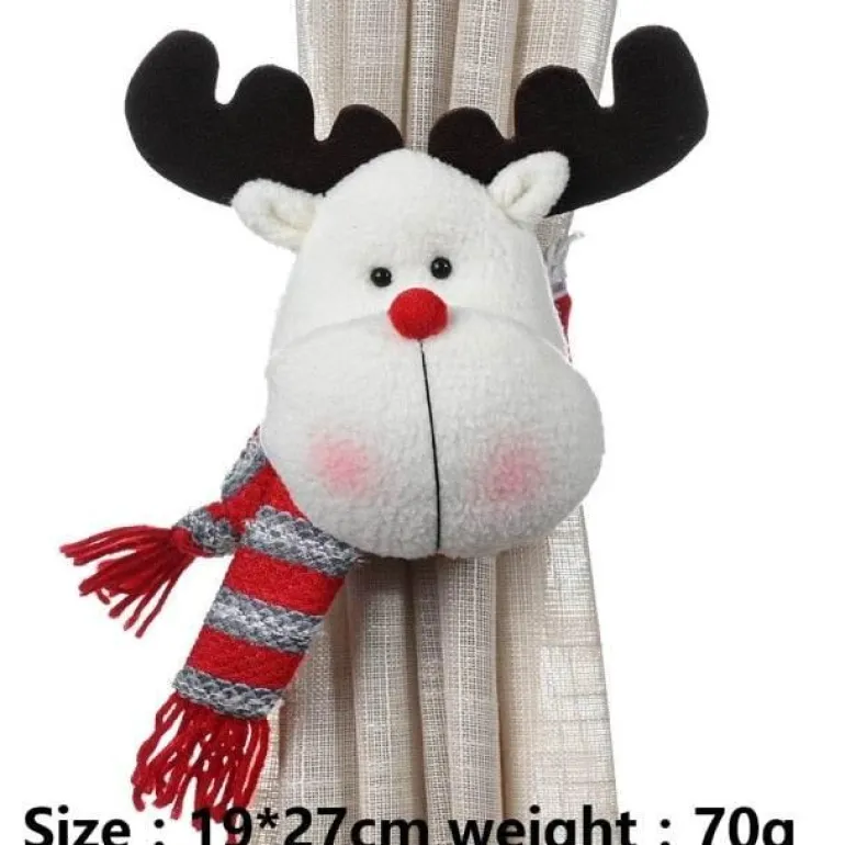 Weihnachtsvorhanghalter - Weihnachtsmann-Elch-Fensterdeko