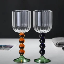 Weinglas im Retro-Look, hitzebeständig, 345 ml, Twister-Stiel