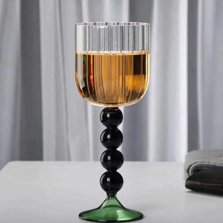 Weinglas im Retro-Look, hitzebeständig, 345 ml, Twister-Stiel
