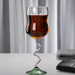 Weinglas im Retro-Look, hitzebeständig, 345 ml, Twister-Stiel