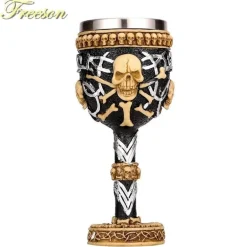 Weinglas mit gotischem Totenkopfmotiv, 200 ml, Cocktail-Trinkgefäß aus Kunstharz