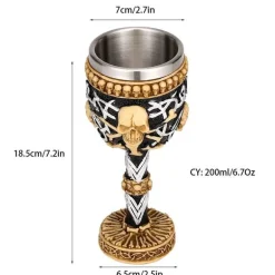 Weinglas mit gotischem Totenkopfmotiv, 200 ml, Cocktail-Trinkgefäß aus Kunstharz