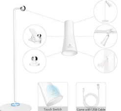 Wiederaufladbare LED-Schreibtischlampe – einstellbares rotierendes Licht