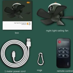 Wiederaufladbare tragbare Hängeventilatorlampe - Coole Wohndekoration