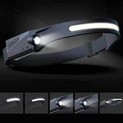 Wiederaufladbare USB-LED-Stirnlampe – Freihändiges Sensorlicht