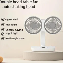 Wiederaufladbarer Campingventilator – Leichter Outdoor-Kühler mit zwei Flügeln