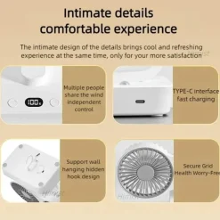 Wiederaufladbarer Campingventilator – Leichter Outdoor-Kühler mit zwei Flügeln