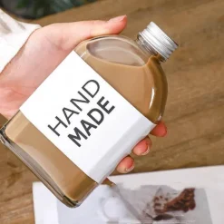 Wiederverwendbare Getränkeflaschen aus klarem Glas – perfekt zum Entsaften von Smoothies, Kombucha, Tee, Milch und Wein