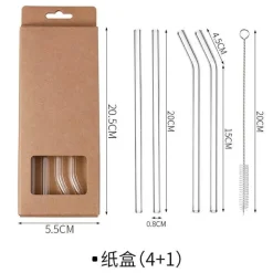 Wiederverwendbare Glasstrohhalme – Umweltfreundlich mit Reinigungsbürsten