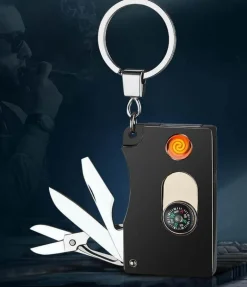 Winddichtes, flammenloses Feuerzeug – Multifunktionswerkzeug mit USB-Aufladung