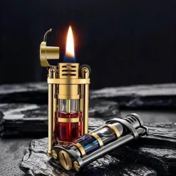 Windfestes Kerosinfeuerzeug aus Metall – Transparentes Flammendesign