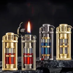 Windfestes Kerosinfeuerzeug aus Metall – Transparentes Flammendesign