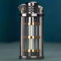 Windfestes Kerosinfeuerzeug aus Metall – Transparentes Flammendesign