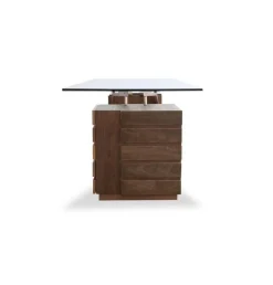 Winkelschreibtisch aus Walnussholz – Modernes Bürodekor