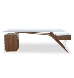 Winkelschreibtisch aus Walnussholz – Modernes Bürodekor