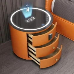Wireless Charging Nightstand - Round Smart Bedside Table
