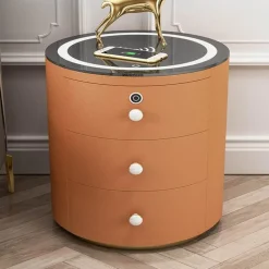 Wireless Charging Nightstand - Round Smart Bedside Table