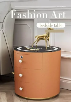 Wireless Charging Nightstand - Round Smart Bedside Table