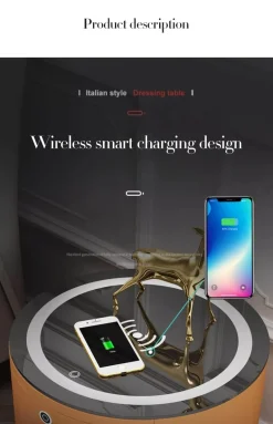 Wireless Charging Nightstand - Round Smart Bedside Table