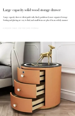 Wireless Charging Nightstand - Round Smart Bedside Table